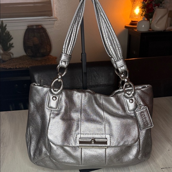 Coach Kristin Metallic Silver Shoulder Bag-NWOT - Picture 1 of 12